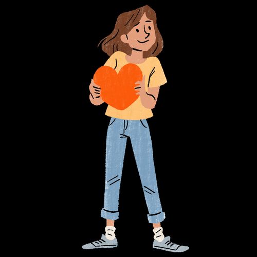 girl holding heart shape