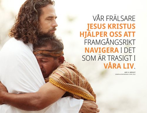 affisch av Jesus Kristus som omfamnar en man