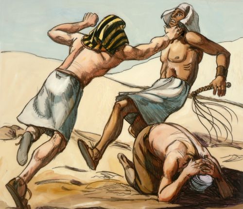 Moses attacking Egyptian slavemaster