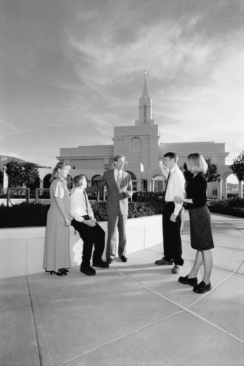 family at temple