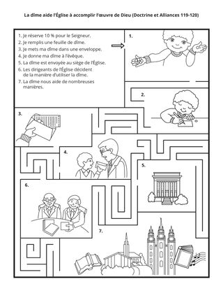 page d’activité : la dîme aide l’Église à accomplir l’œuvre de Dieu.