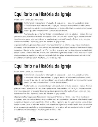 material de apoio, Equilíbrio na História da Igreja