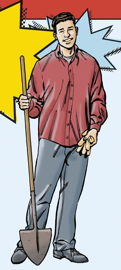 young man with shovel