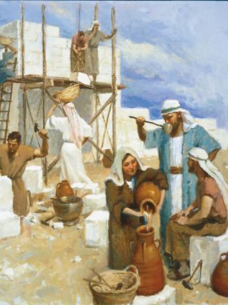 Nephites building a temple