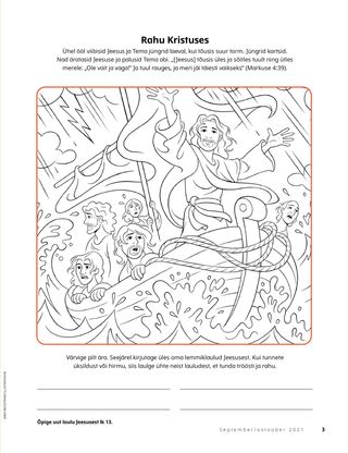 coloring page of Jesus calming the storm