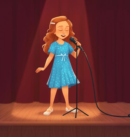 girl singing at microphone