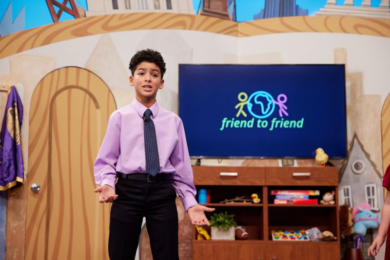 Anthony on the set for the 2022 Friend to Friend broadcast during a recording of a segment.
