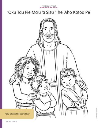 coloring page of Jesus with children