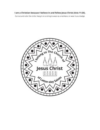 activity page: I am a Christian because I believe in and follow Jesus Christ