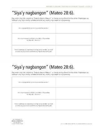 handout, Siya’y nagbangon