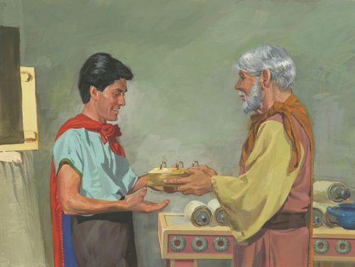 Yakub memberi Enos lempengan-lempengan