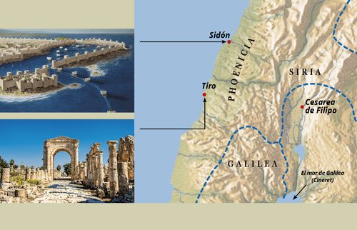 Mapa e imágenes de Sidón y Tiro