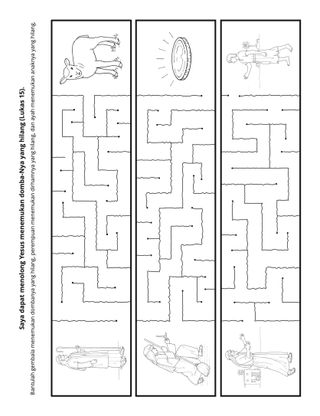 halaman kegiatan: saya dapat membantu Yesus menemukan dan membawa kembali domba-domba-Nya yang hilang
