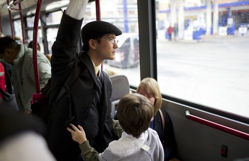 riding on the bus