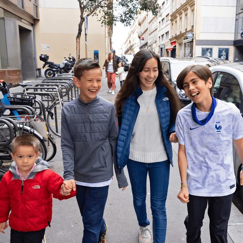 siblings walking together