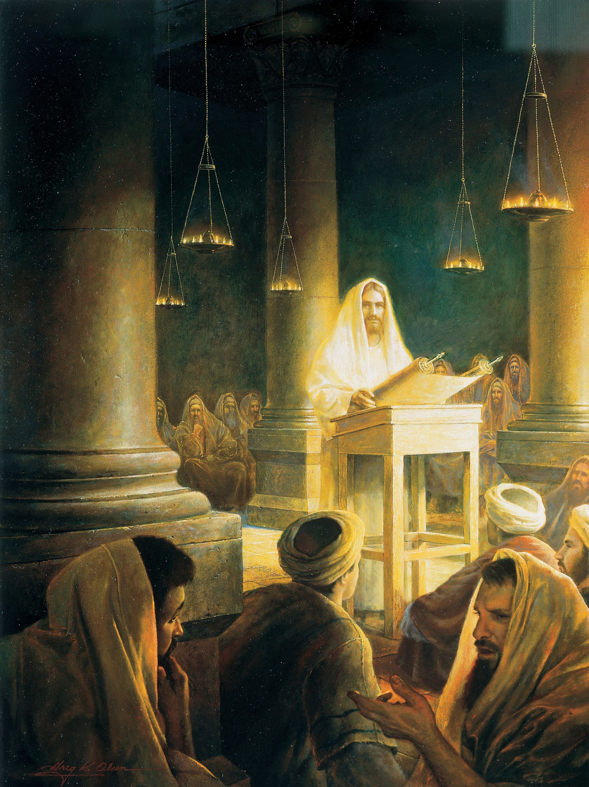 Jesus in the Synagogue at Nazareth, by Greg K. Olsen