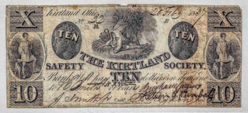 Foto einer Banknote der Kirtland Safety Society