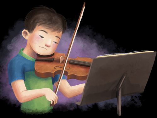 boy practicing violin