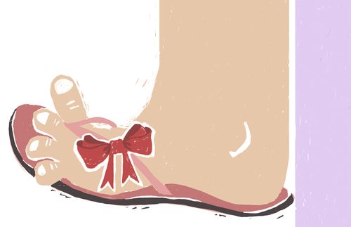 feet with a bow