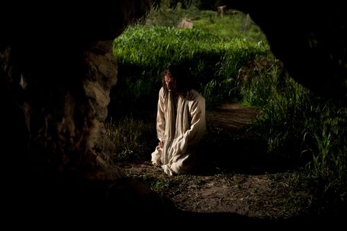 Matthew 26:36–57, Jesus kneels and suffers in the Garden of Gethsemane