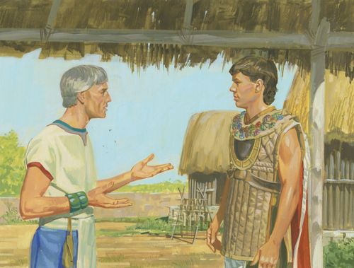 Moroni talking with governor