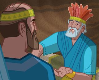 Benjamin talking to Mosiah