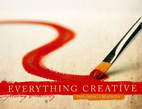 Everything Creative text over a photo of a paintbrush painting a red stripe.