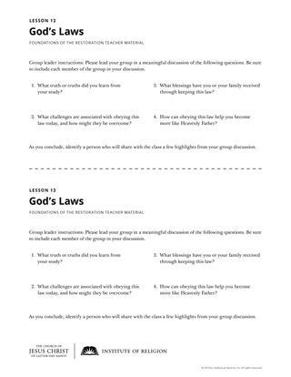 God’s Laws handout