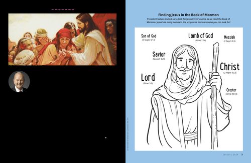 Article PDF with image of Jesus Christ healing people, plus a coloring activity of Jesus