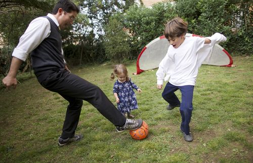 playing soccer