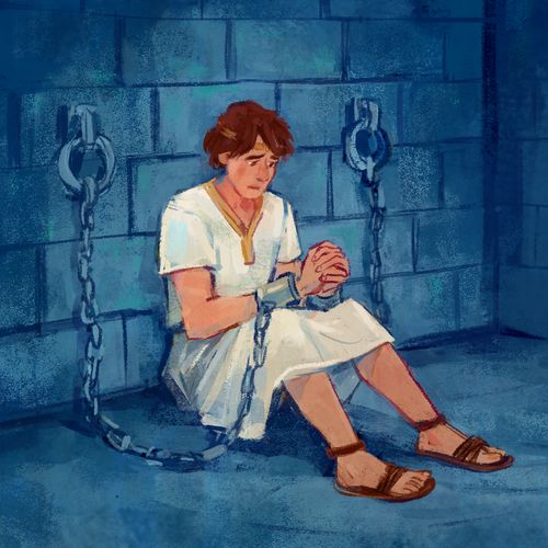 Joseph in prison in Egypt