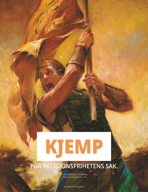 plakat av kaptein Moroni og frihetens fane