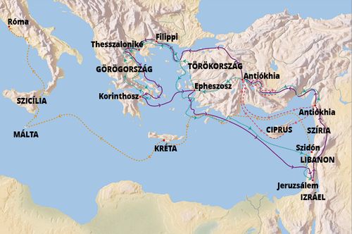 térkép Pál utazásairól