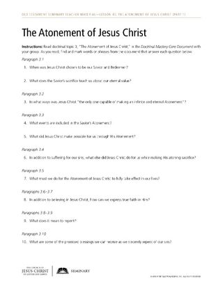 The Atonement of Jesus Christ handout