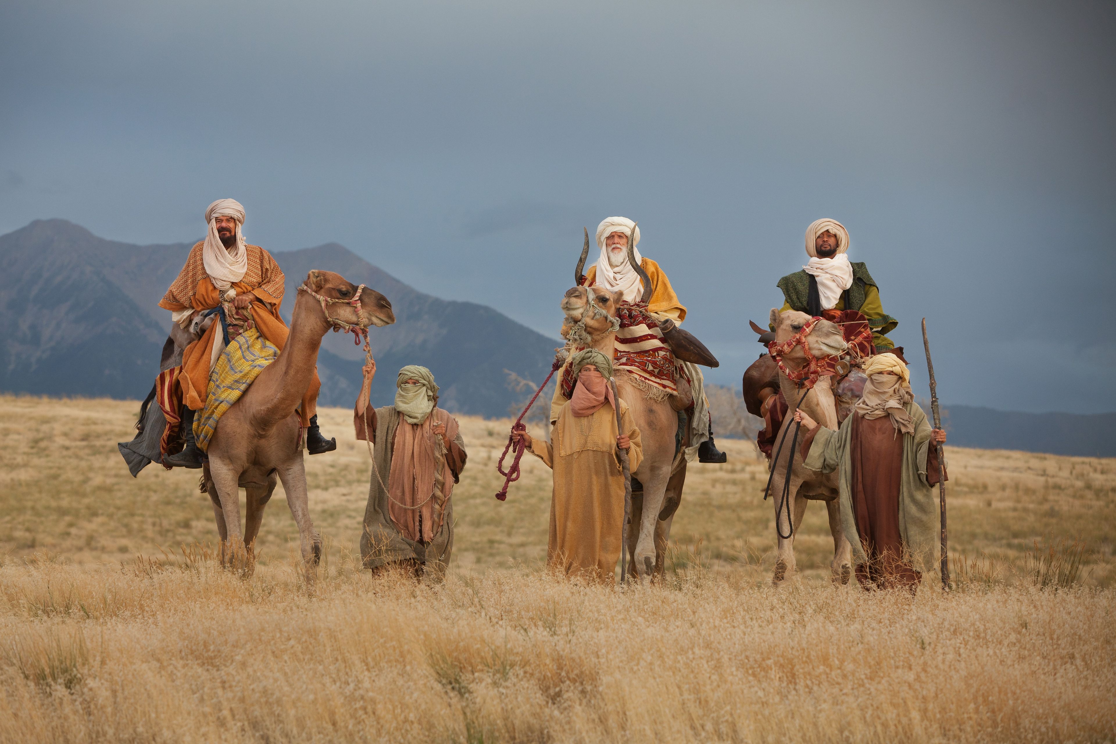 The Wise Men travel in search of baby Jesus.