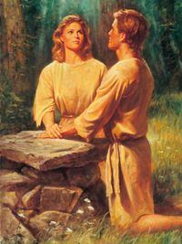 Adam and Eve at altar