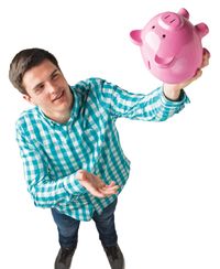 young man with piggy bank