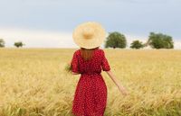 woman walking in field