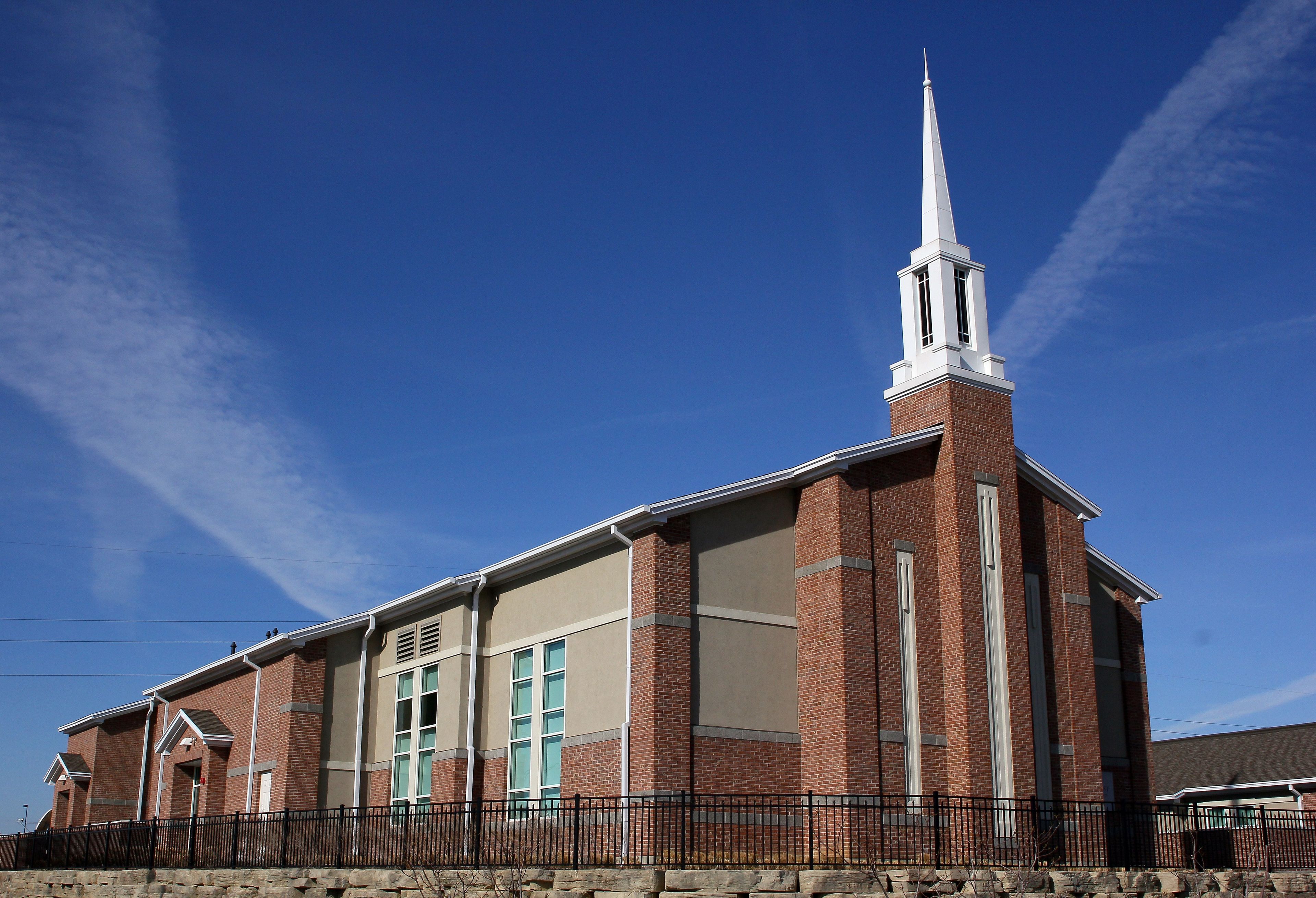 A chapel with a clear blue sky overhead in Kansas City, Missouri.