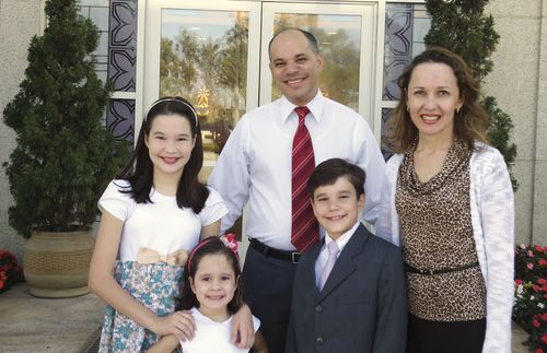 photograph of family at the temple