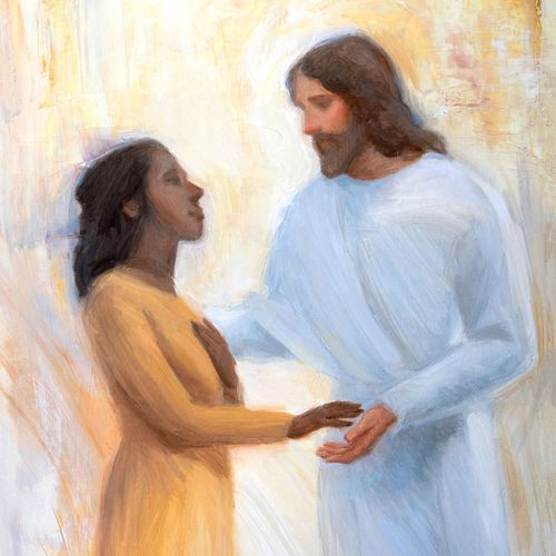 the Savior comforting a young woman