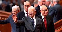 President Nelson with General Authorities at general conference