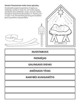 užsiėmimų puslapis. Iš Senojo Testamento mokausi apie Jėzų