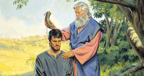 Samuel anointing Saul