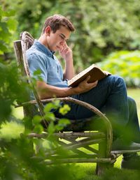 young man reading