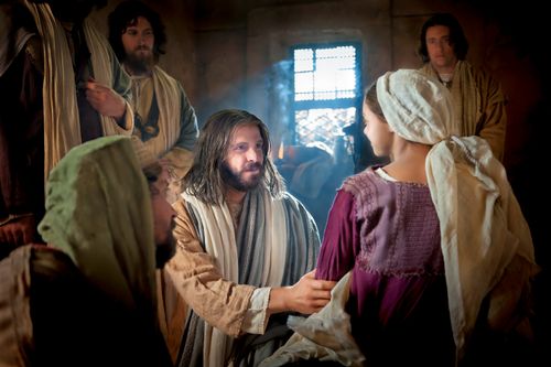 Jesus Christ talking with young woman