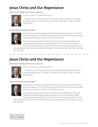 Jesus Christ and Our Repentance