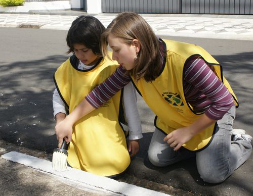 Participants in a Mormon Helping Hands project in Brazil.