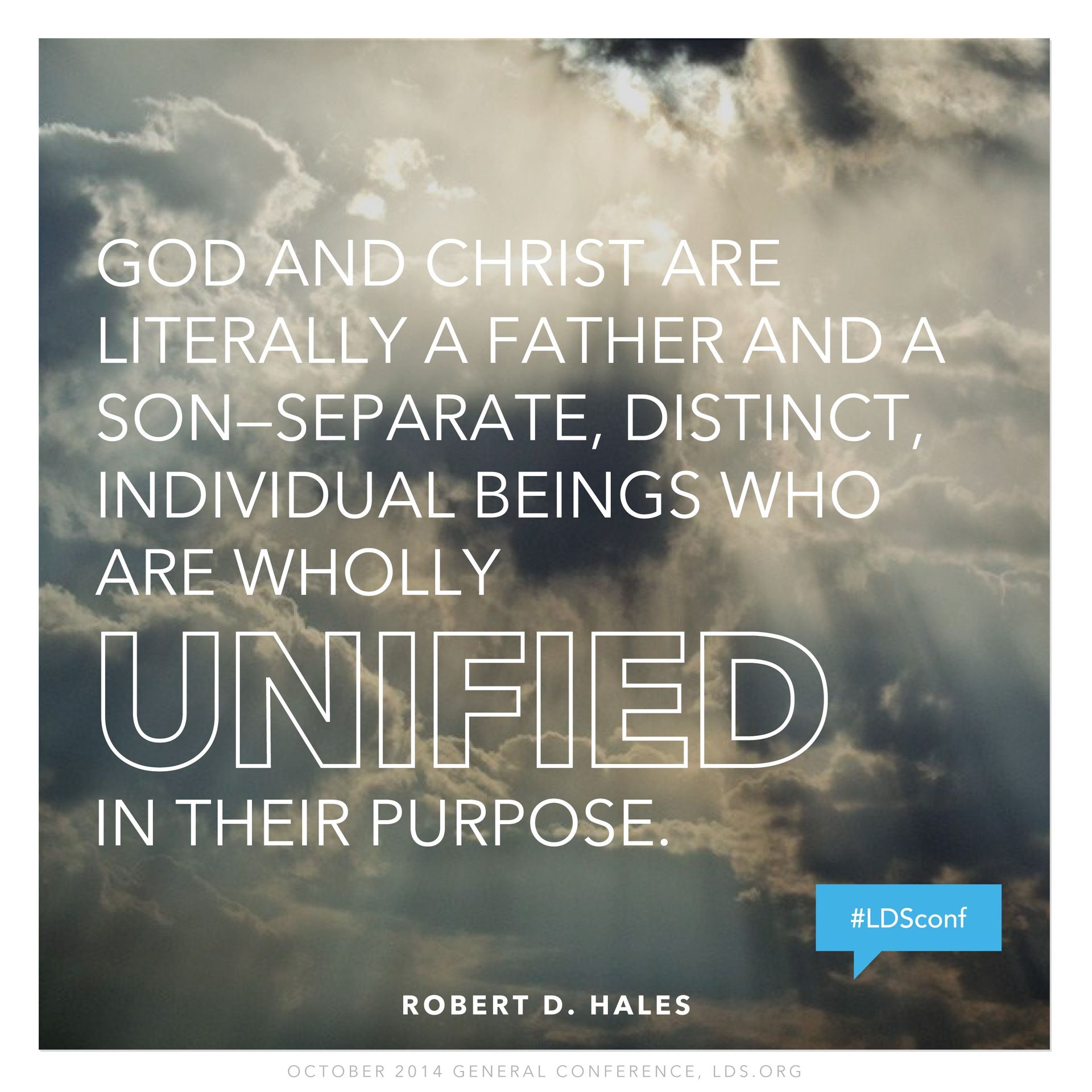 “God and Christ are literally a Father and a Son—separate, distinct, individual beings who are wholly unified in Their purpose.”—Elder Robert D. Hales, “Eternal Life—to Know Our Heavenly Father and His Son, Jesus Christ” © undefined ipCode 1.