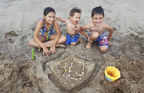 children at the beach